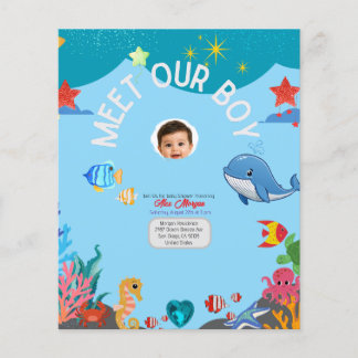 Ontmoet onze jongen baby shower uitnodiging- Onder Flyer