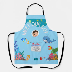 Ontmoet onze jongen Baby Shower Uitnodiging- Onder Schort