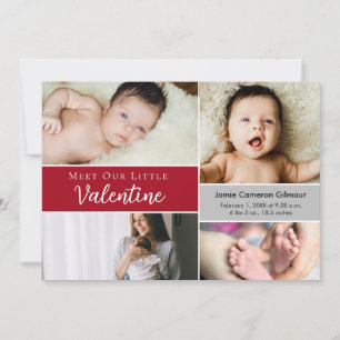 Ontmoet onze kleine Valentijn Baby fotocollage geb Bedankkaart