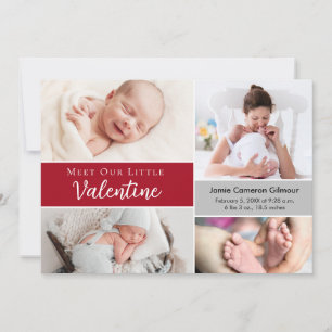 Ontmoet onze kleine Valentijn baby jongen foto geb Bedankkaart
