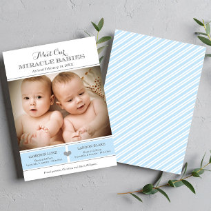 Ontmoet onze Miracle Baby's Twin Boys Blauw Foto G Aankondiging