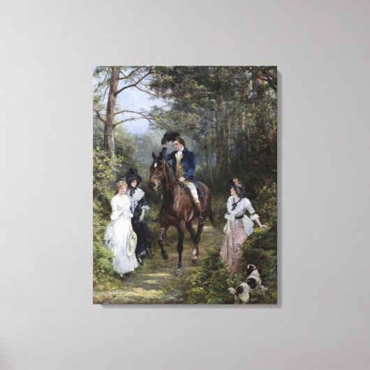 Ontmoeting in het bos (door Heywood Hardy) Canvas Afdruk (Voorkant)
