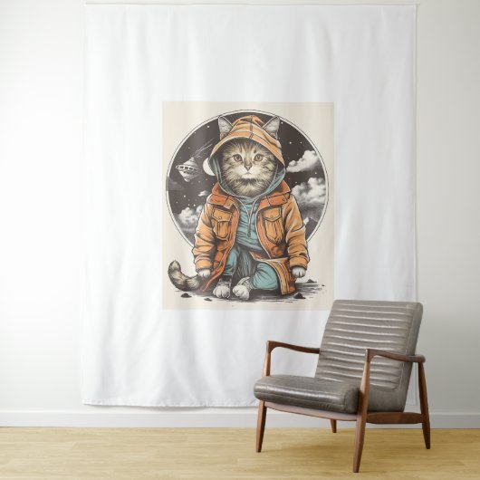 ontmoeting met kat wandkleed (In situ)