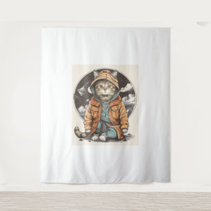 ontmoeting met kat wandkleed