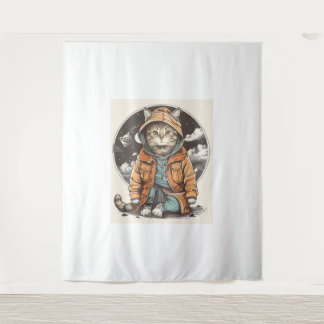 ontmoeting met kat wandkleed