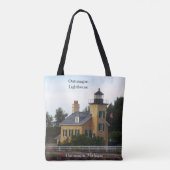 Ontonagon vuurtoren over de hele canvas tas (Achterkant)