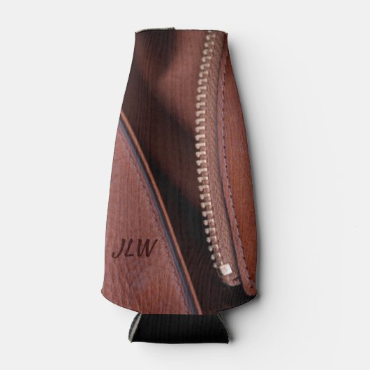 Ontpitte leder met  Initialen Flesjeskoeler (Voorkant)