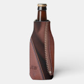 Ontpitte leder met  Initialen Flesjeskoeler (Fles Voorkant)