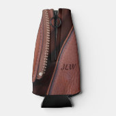 Ontpitte leder met  Initialen Flesjeskoeler (Achterkant)