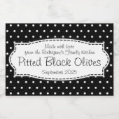 Ontpitte zwarte olijven polka bloem label voedselcontainer etiket (Enkel label)