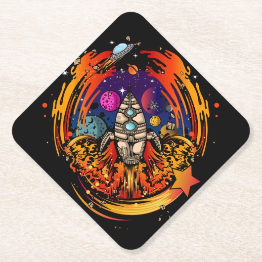 ontploffing van ruimteschip kartonnen onderzetters (Voorkant)