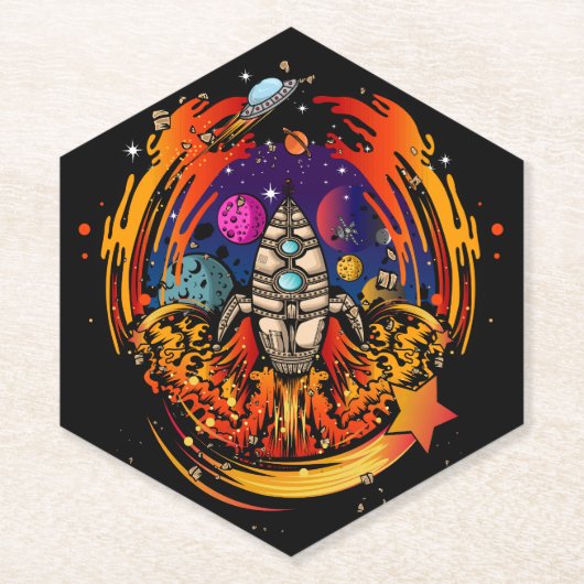 ontploffing van ruimteschip kartonnen onderzetters (Voorkant)