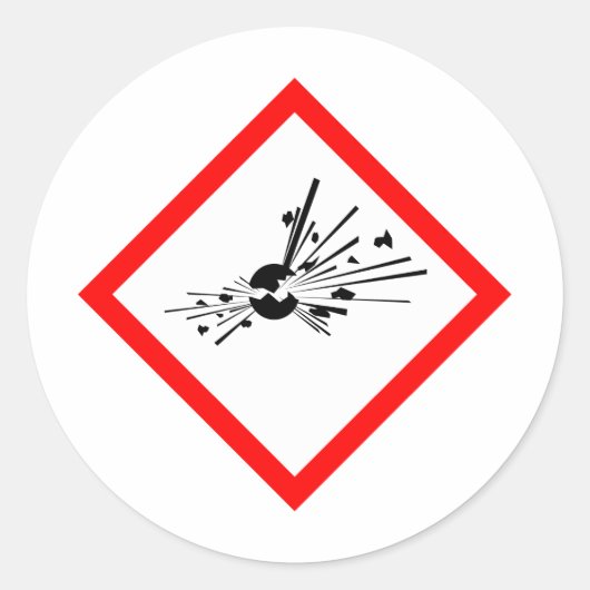 Ontploffingswaarschuwingsteken Ronde Sticker (Voorkant)