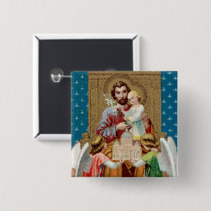 Ontroonde St. Jozef ontvangt Vaticaans maquette Vierkante Button 5,1 Cm