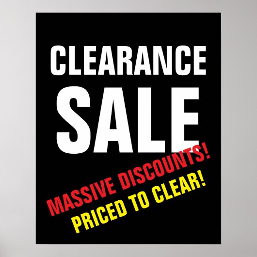 Ontruiming Sale Sign, Zwart-wit Boutique Sale Poster (Voorkant)