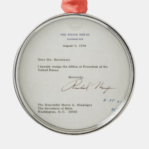 Ontslagbrief van Richard M. Nixon van 1974 Metalen Ornament