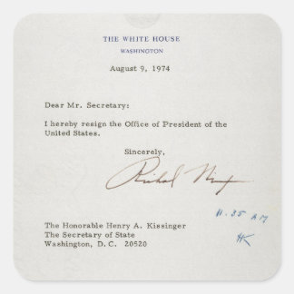 Ontslagbrief van Richard M. Nixon van 1974 Vierkante Sticker