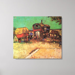 Ontsluiting van zigeuners met caravans canvas afdruk