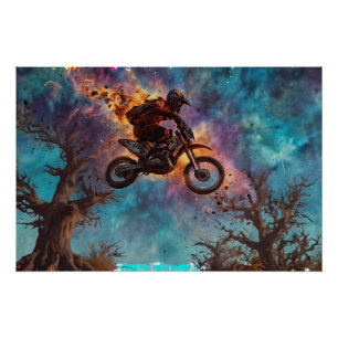 Ontsnappen aan de brand - Dirt-bike Rider Perfect Poster