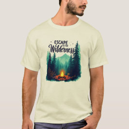 Ontsnappen aan de wildernis - kampvuur Mountain Ad T-shirt