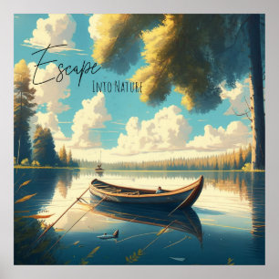 Ontsnappen in de Natuur   Vissende roeiboot Poster