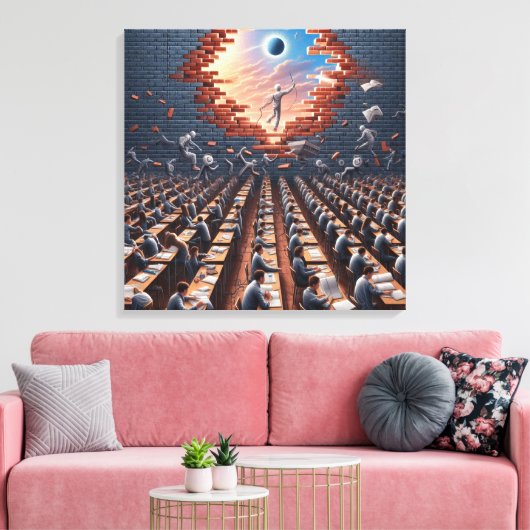 Ontsnappen uit de Matrix: Surrealistische Examenru Canvas Afdruk (Insitu (Woonkamer))