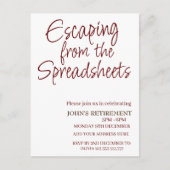 Ontsnappen uit de spreadsheets Funny Retirement Briefkaart (Voorkant)