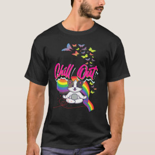 Ontspan Cute Kat Mediteren Meditatie Grafisch T-shirt