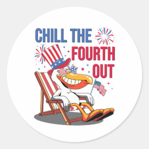 Ontspan de Vierde Grappige Patriottische Pelikaan Ronde Sticker