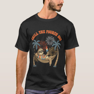 Ontspan de vierde uit grappige luiaard retro vakan t-shirt