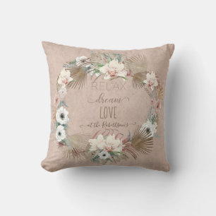 Ontspan droomliefde strand palm Blush Floral Kussen