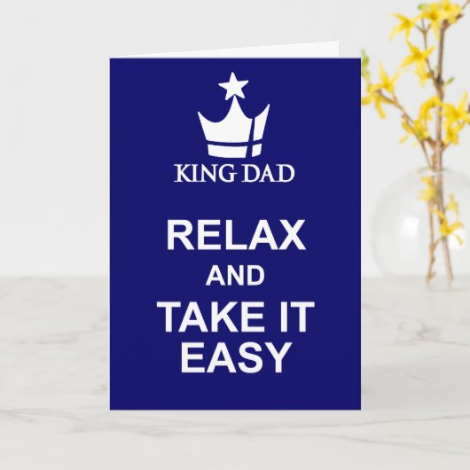 Ontspan en neem het gemakkelijk Vaderdag navy blau Kaart (Gele Bloem)