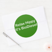 Ontspan Hippy Het is BioDiesel Ronde Sticker (Envelop)