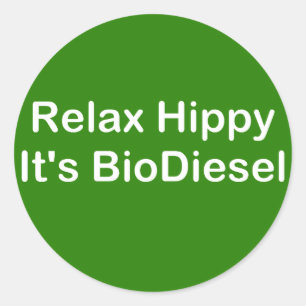 Ontspan Hippy Het is BioDiesel Ronde Sticker
