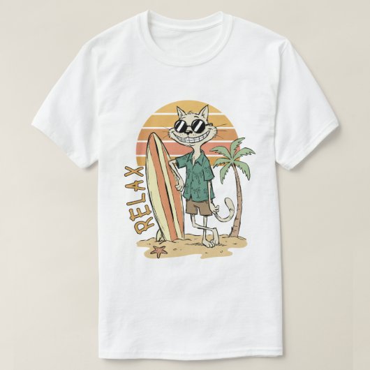 Ontspan Kat Surf Stemming  T-shirt (Design voorkant)