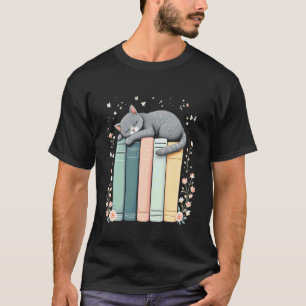Ontspan lezen Schattige slapende kat Boekenliefheb T-shirt