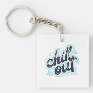 Ontspan Retro Typografie Sleutelhanger