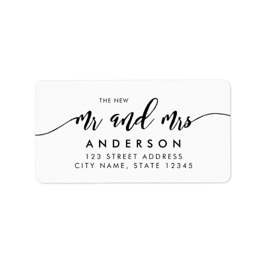 Ontspan Script De nieuwe Mr en Mrs Adres Etiket (Voorkant)