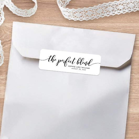 Ontspan Script De perfecte mix bruiloft Favor Labe Etiket