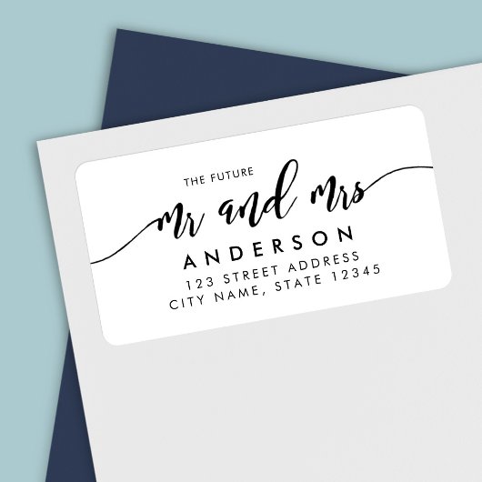 Ontspan Script De toekomst Mr en Mrs Address Etiket
