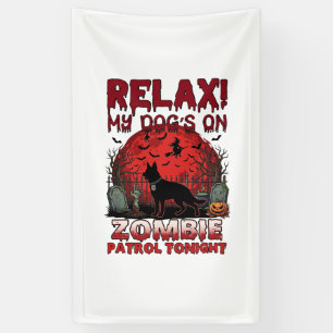 Ontspan Zombie Patrol Vanavond Hond Halloween Rode Spandoek