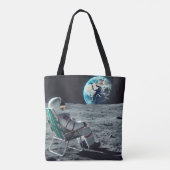 Ontspannen Astronaut Canvas tas - Moon Uitzicht (Achterkant)