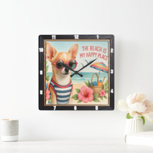 Ontspannen Chihuahua Beach Vibes Vierkante Klok
