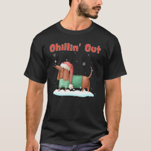 Ontspannen Dachshund Weiner Dog Winter Seizoensgeb T-shirt
