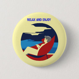 Ontspannen en luie houding grafisch ontwerp ronde button 5,7 cm