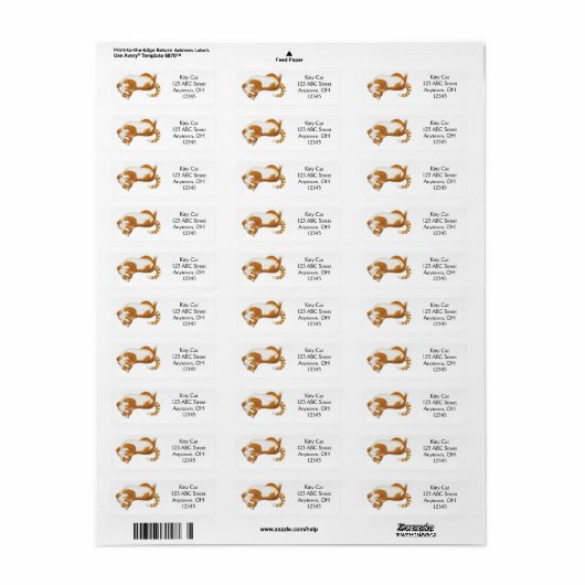 Ontspannen Ginger Tabby Cat Label (Full Sheet)