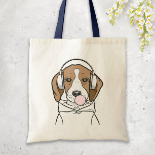 Ontspannen hond met kauwgom Funny Beagle Tote Bag