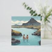 Ontspannen in de Blue Lagoon van IJsland Feestdagenkaart (Staand voorkant)