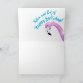 Ontspannen in het zwembad op een roze flamingo dri kaart (Binnen)