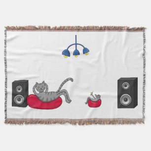Ontspannen kat en muis die muziek luisteren Dekbed Deken